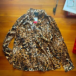 NWT cheetah print silky shirt